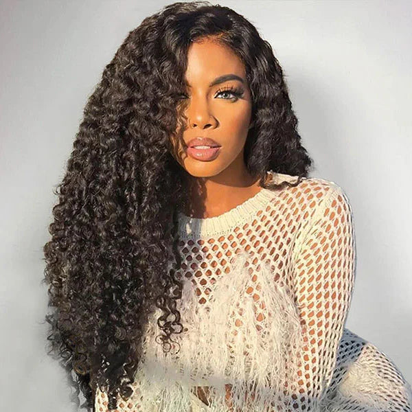 Burmese Curly Glueless Wig Bleached Knots 13x4 13x6 HD Lace Front Wear Go Wig With Flexible Fit Drawstring