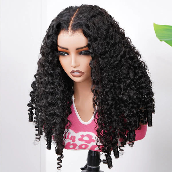 Burmese Curly Glueless Wig Bleached Knots 13x4 13x6 HD Lace Front Wear Go Wig With Flexible Fit Drawstring
