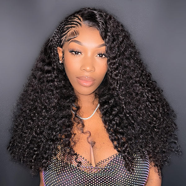 Burmese Curly Glueless Wig Bleached Knots 13x4 13x6 HD Lace Front Wear Go Wig With Flexible Fit Drawstring