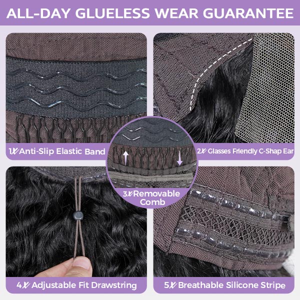 Burmese Curly Glueless Wig Bleached Knots 13x4 13x6 HD Lace Front Wear Go Wig With Flexible Fit Drawstring