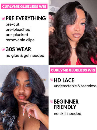 Pre-bleached Kinky Straight Hair Wear Go Glueless Wig 7x5 Pre-cut HD Lace Pre-plucked