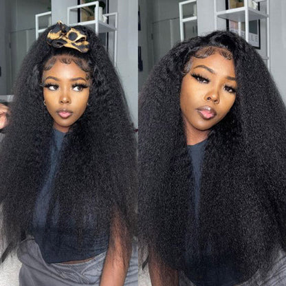 Kinky Straight 360 Lace Front Glueless Wig with Bleached Knots
