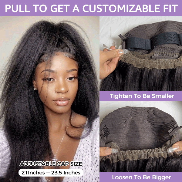 Kinky Straight 360 Lace Front Glueless Wig with Bleached Knots